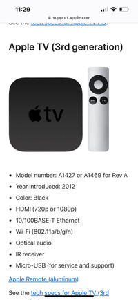 Apple TV 3rd generation new 1080 A1469
