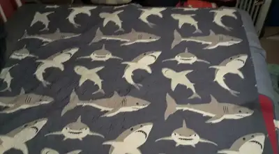 Quilted shark theme double bedspread , View more