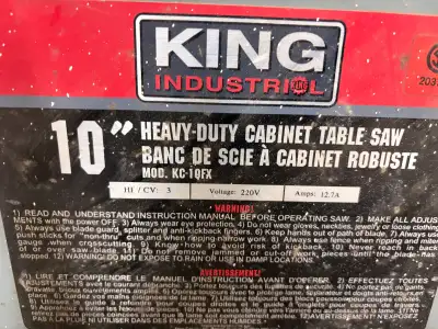 10” King Industrial 3hp Table Saw, View more