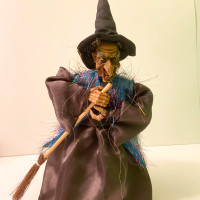 Vintage Animated Running Witch Laughing Light up Eyes Halloween