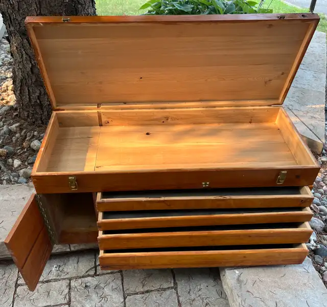 Vintage Solid Wooden 4 drawers Storage Box Chest in Dressers & Wardrobes in Gatineau - Image 5