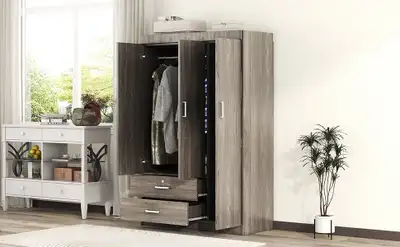 Brand New: Grey 3 Door Wardrobe Armior, View more