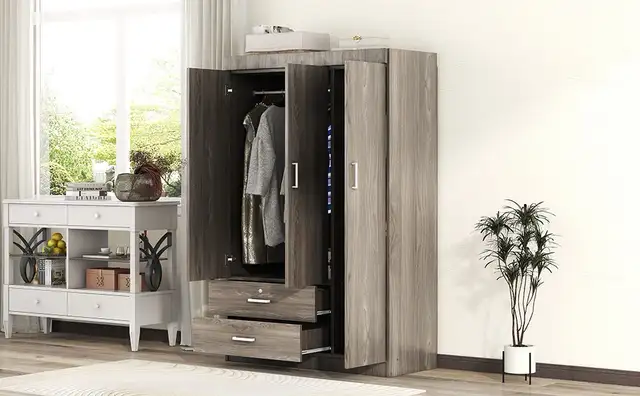 Brand New: Grey 3 Door Wardrobe Armior in Dressers & Wardrobes in City of Toronto - Image 2