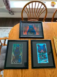 Set of 3 Keri Lehr matted and framed nature prints