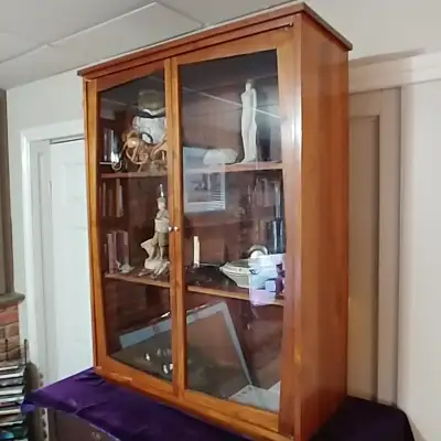 Solid wood handmade shelf display cabinet with glass doors, View more