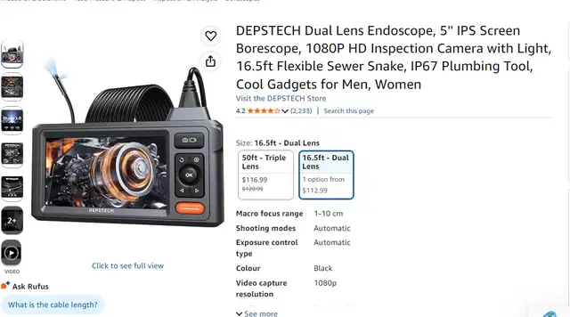 DEPSTECH Dual Lens Endoscope552036957412413442
