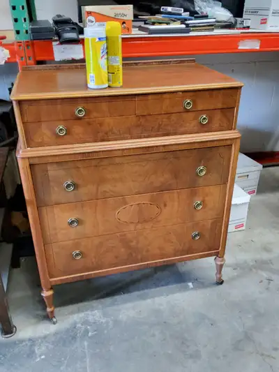 Antique bed frame and dressers, View more