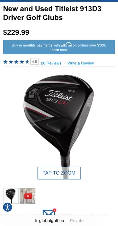 Titleist Driver 913 D3  10.5 degree, View more