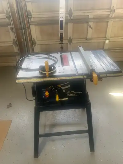 MASTERCRAFT 10” TABLE SAW ON STAND.FENCE. GUIDE. POTECTIVE COVER, View more