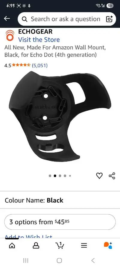 I am selling a new Echogear wall mount designed for the Amazon Echo Dot 4th generation. This handy m...