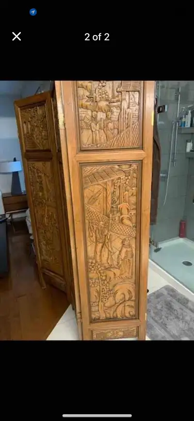 vintage curved teak room divider, View more