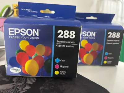 Epson 288 ink cartridges ( 2 boxes of colour + 1 black ink ), View more