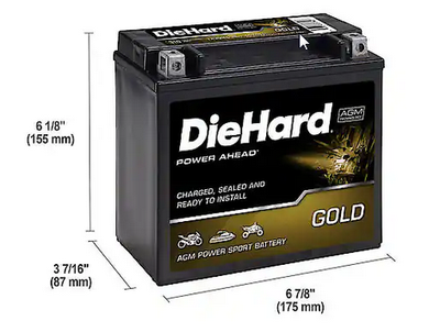 New DieHard Powersports Battery Fit's Harley Davidson. TX20HL Group Size, 310 CCA, 18 Amp Hour Capac...