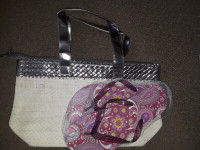 New  purse for beach and flip flops Size L  $10 for both