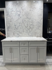 Vanity with Custom Quartz Countertops 