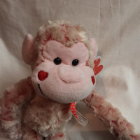 Rosy Red & Pink Stuffed Toy Monkey Plush, NEW with tags