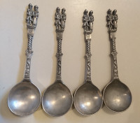 Antique French Pewter Soup Spoons