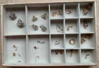 EARRING COLLECTION - Costume Jewelry - 20 Pair & JewelryTray