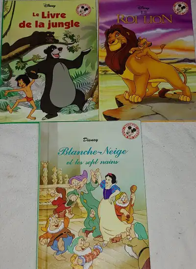 3 Disney Club Mickey Livre FRENCH Hard Cover Books - Blanche-Neige, Rio Lion, Jungle $10.00 Set . Se...