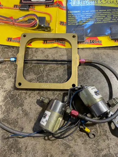 Nitrous Works 4500 dominator plate kit, adjustable to 400hp, solenoids, jets, plate and lines, also...
