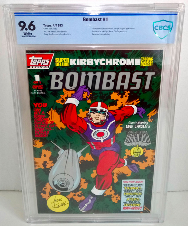 Bombast #1 CBCS 9.6 Topps 1993 Jack Kirby 1st App Bombast +Card dans Bandes dessinées  à Ville de Montréal