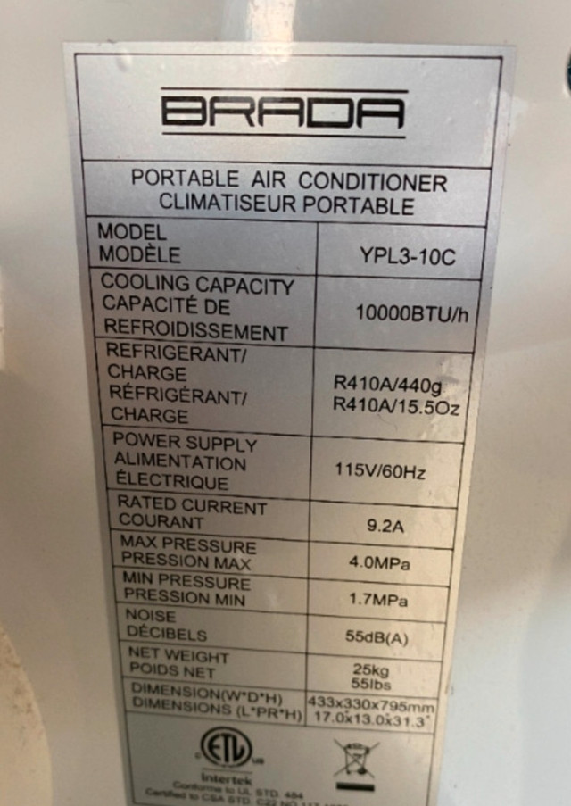 Climatiseur portable dans Chauffages et humidificateurs  à Laval/Rive Nord - Image 4