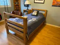 Crate Design twin bed frame, drawers & mattress