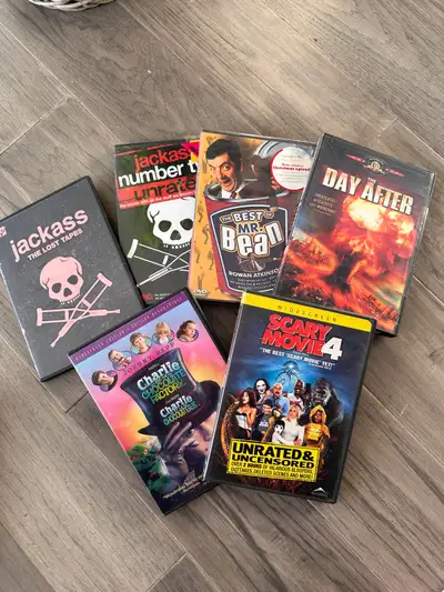 DVDS movie for sale. DVD Movies - Jackass, Mr. Beans, Charlie and the chocolate factory, Scary Movie...