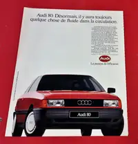 AFFICHE AUDI 80 BERLINE 1987 ORIGINAL - RETRO CAR AUTO AD