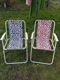 Pair Of Metal Fabric Foldimg Chairs, Medium Size