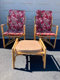Vintage Rattan Chairs and footstool. In fantastic condition!