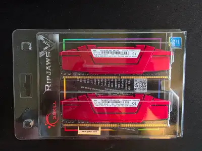8Gx2 Ram G.Skill DDR4 PC4-24000 3000MHz Ripjaws V Red CL16 Dual, View more