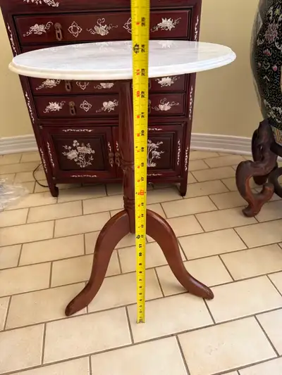 Marble Top Pedestal Side Table – Round Accent Table, View more
