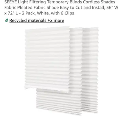 SEEYE Light Filtering Temporary Blinds 3 Pack, View more
