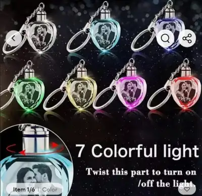 crystal keyring with led light inside free engrave , View more