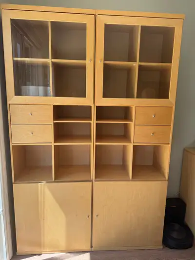 IKEA Bookcase with Glass Doors and Drawers, View more