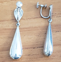 Danish Sterling Silver Screw - Back Pendant  Earrings.