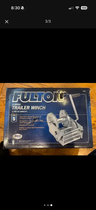 This Fulton 3700lb winch is new in the box, offering reliable and robust performance for your traile...