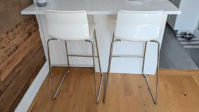 high glass white/chrome bar height stools, View more