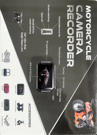 Brand New Motorcycle Dual Camera Recorder DVR Front and Back Security camera 3.0 IPS / WiFi / IP67 /...