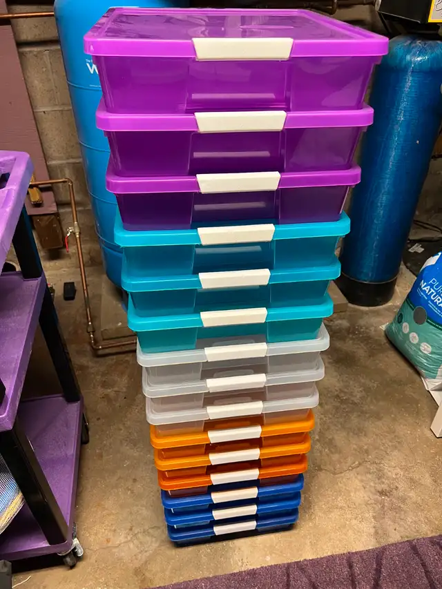 Coloured Stacking Plastic Organizers (15 total) in Storage & Organization in Oakville / Halton Region - Image 2