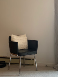 Swivle Black Arm Chair with Chrome base - MCM design