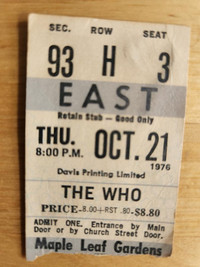 Vintage The Who Ticket Stub