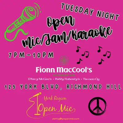 A mic. A moment. A community. Sing it. Play it. Live it. Tonight 7–10PM Fionn MacCool’s 125 York Blv...