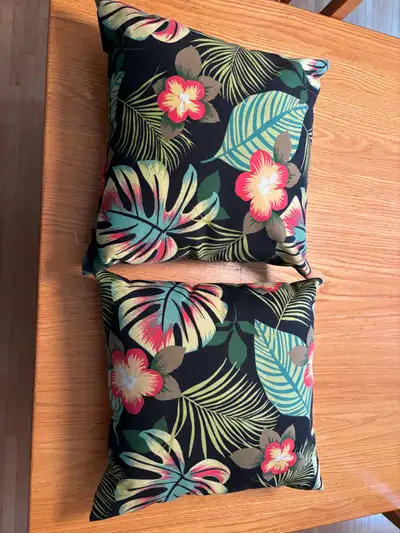 Pair of Patio Pillows - Tropical Print (19" square), View more