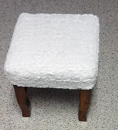 FOOT STOOL SOLID WHITE with white covering, View more
