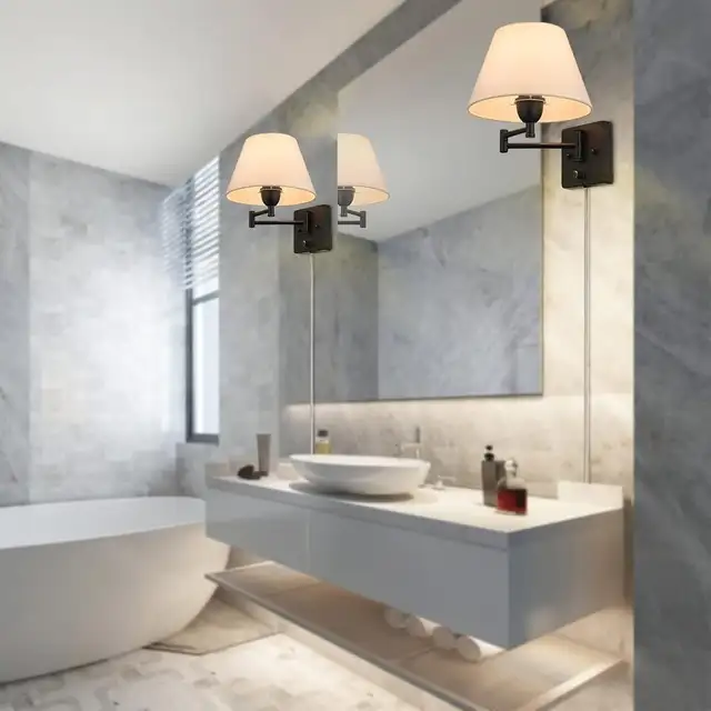 YeLEEiNO Wall Sconces Plug in, Modern Wall Lamp Set of 2 Swing A in Indoor Lighting & Fans in Gatineau - Image 5