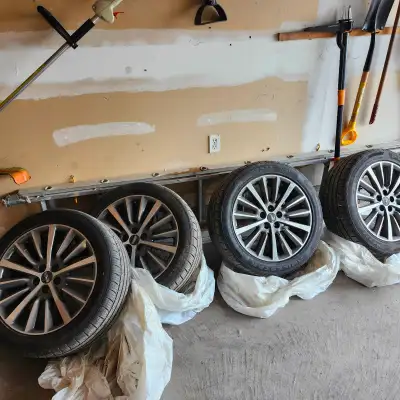 Tires and rims for sale...less than 5,000 kms on them. Purchased a new vehicle and they do not fit....