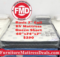 NEW RV Queen Short Size 60"x74"x7" Firm Basic Mattress Only $290