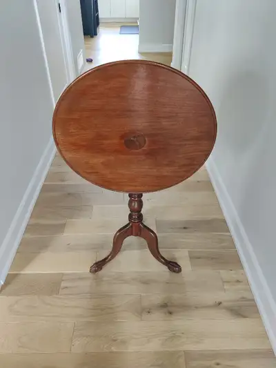Antique round tilt top  pedestle table, View more